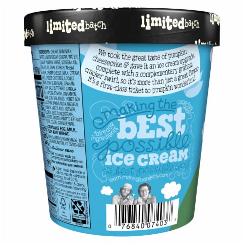 Ben & Jerry's Pumpkin Cheesecake Ice Cream Pint Perspective: right