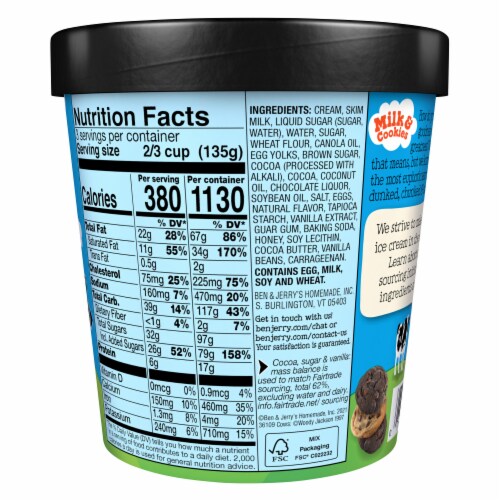 Ben & Jerry's Milk and Cookies Ice Cream Pint Perspective: right