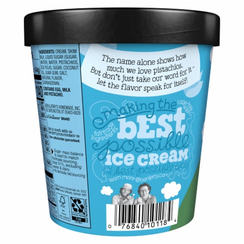 Ben & Jerry's Pistachio with Lightly Roasted Pistachios Ice Cream Pint Perspective: right