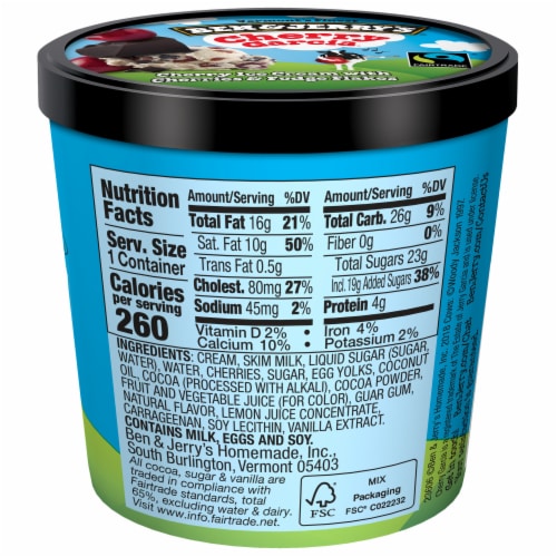 Ben & Jerry's Cherry Garcia with Cherries & Fudge Flakes Mini Ice Cream Cups Perspective: right