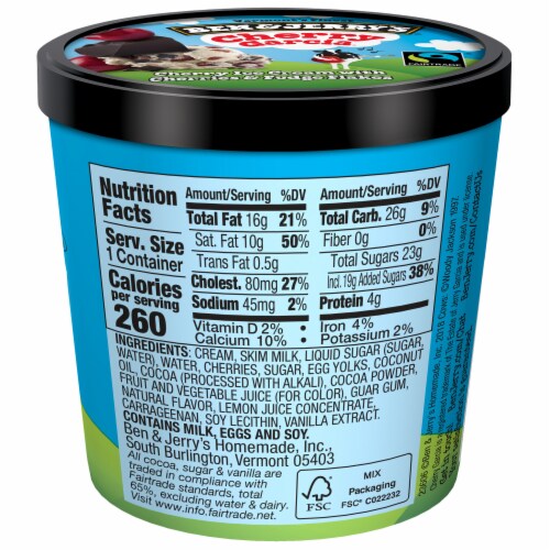 Ben & Jerry's Cherry Garcia with Cherries & Fudge Flakes Mini Ice Cream Cups Perspective: right