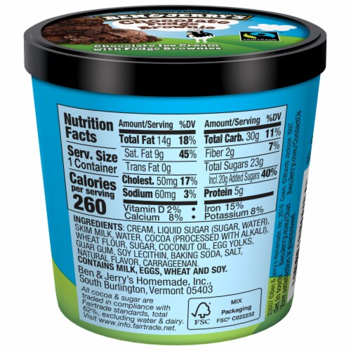 Ben & Jerry's Chocolate Fudge Brownie Chocolate with Fudge Brownies Mini Ice Cream Cups Perspective: right