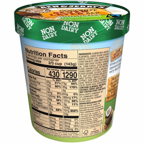 Ben & Jerry's Coconut Seven Layer Bar Frozen Non-Dairy Dessert Perspective: right