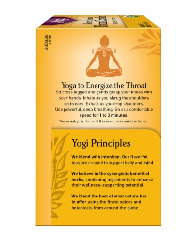 Yogi Throat Comfort Honey Lemon Caffeine Free Tea Bags Perspective: right