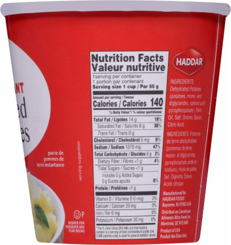 Haddar Original Instant Mashed Potatoes Cup Perspective: right