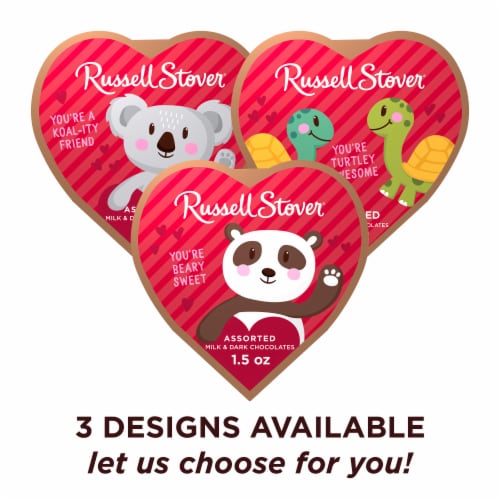 RUSSELL STOVER Valentine's Day Pals Heart Assorted Milk & Dark Chocolate Gift Box Perspective: right