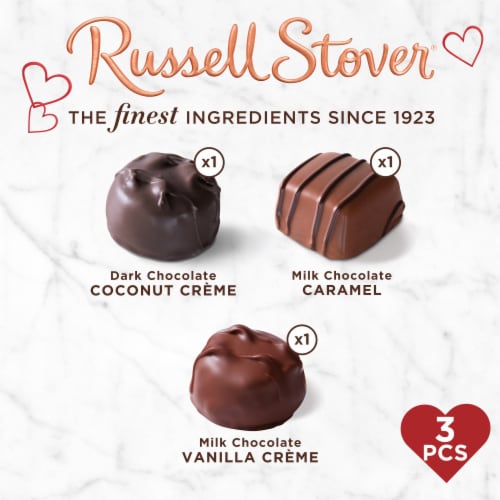 RUSSELL STOVER Valentine's Day Chalkboard Heart Milk & Dark Chocolate Candy Gift Box Perspective: right