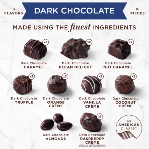 RUSSELL STOVER Christmas Dark Chocolate Assortment Gift Box Perspective: right