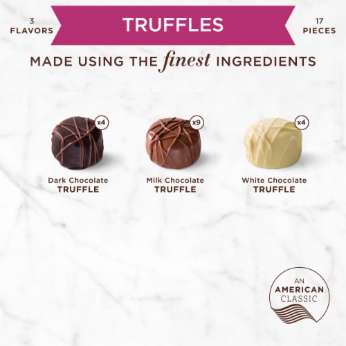 RUSSELL STOVER Christmas Truffles in Milk Dark & White Chocolate Gift Box Perspective: right