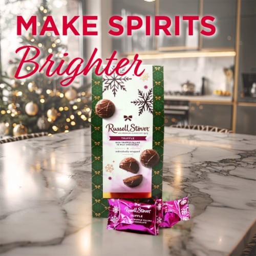 RUSSELL STOVER Christmas Truffles in Milk Chocolate Gift Box Perspective: right