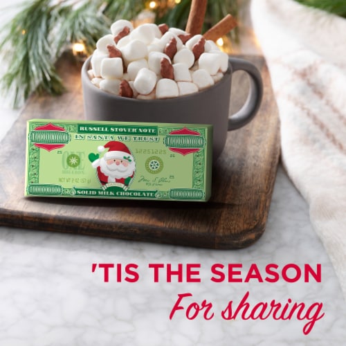 RUSSELL STOVER Christmas Santa Solid Milk Chocolate Money Bar Perspective: right