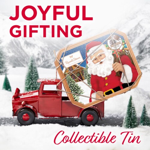 RUSSELL STOVER Christmas Assorted Milk & Dark Chocolate Santa Gift Tin Perspective: right