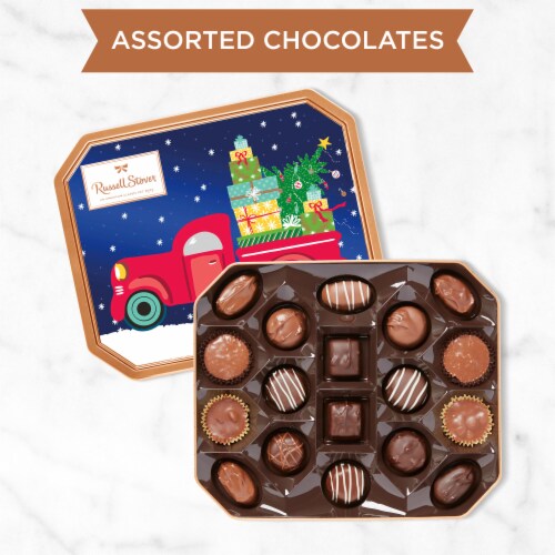 RUSSELL STOVER Christmas Fresh Classic Assorted Milk & Dark Chocolate Gift Tin Perspective: right