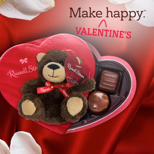 Valentine's Day Plush Bear with Red Foil Heart Assorted Milk & Dark Chocolate Candy Gift Box Perspective: right