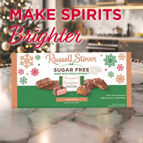 RUSSELL STOVER Christmas Sugar Free Assorted Chocolate Candy Gift Box Perspective: right