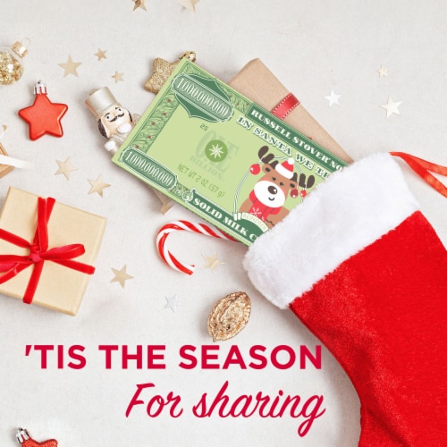 RUSSELL STOVER Christmas Reindeer Solid Milk Chocolate Candy Money Bar Perspective: right