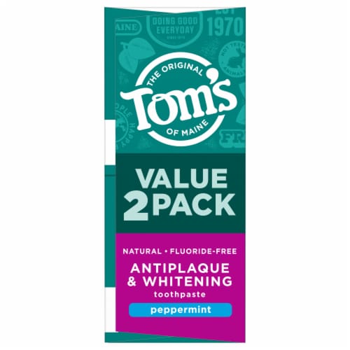 Tom's of Maine Fluoride-Free Antiplaque & Whitening Natural Toothpaste Peppermint Perspective: right