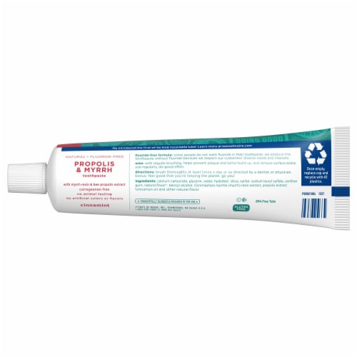 Tom's of Maine Fluoride-Free Propolis & Myrrh Natural Toothpaste Cinnamint Perspective: right