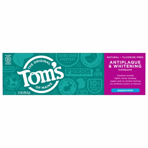 Tom's of Maine Fluoride-Free Antiplaque & Whitening Natural Toothpaste Peppermint Perspective: right