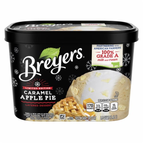 Breyers Caramel Apple Pie Frozen Dairy Dessert Tub Perspective: right