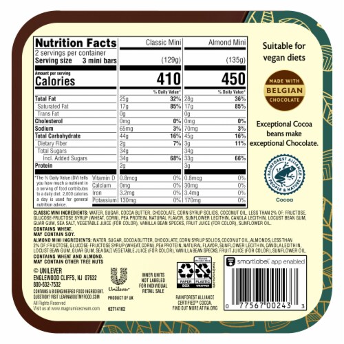 Magnum Vegan Almond Non-Dairy with Belgian Chocolate Variety Vanilla Ice Cream Bar Perspective: right