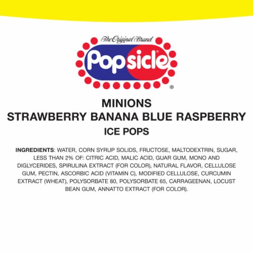 Popsicle Minions Ice Pops Strawberry Banana and Blue Raspberry Frozen Bars Perspective: right