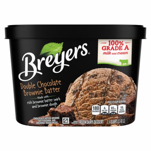 Breyers Double Chocolate Brownie Batter Frozen Dairy Dessert Tub Perspective: right