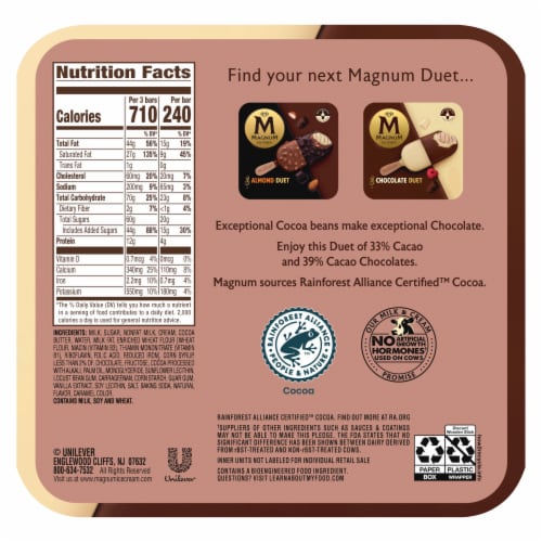 Magnum Cookie Duet Vanilla with Cookie Crunch Dipped in White & Milk Chocolate Ice Cream Bars Perspective: right
