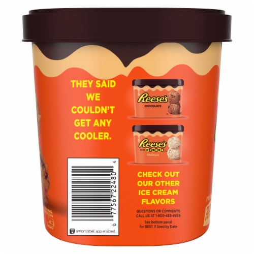 Breyers Peanut Butter Light Ice Cream with Reese's Peanut Butter Cups and Peanut Butter Swirl 48 oz Perspective: right