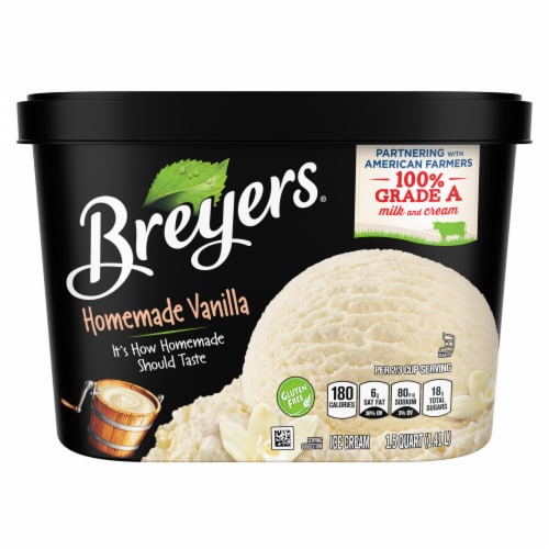 Breyers Homemade Vanilla Ice Cream Tub Perspective: right