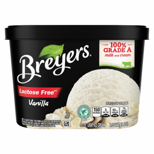 Breyers Lactose Free Vanilla Light Ice Cream Tub Perspective: right