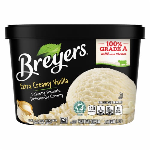 Breyers Extra Creamy Vanilla Frozen Dairy Dessert Tub Perspective: right
