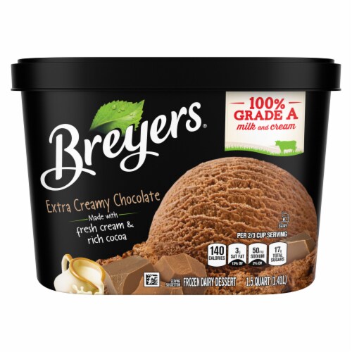 Breyers Extra Creamy Chocolate Frozen Dairy Dessert Tub Perspective: right
