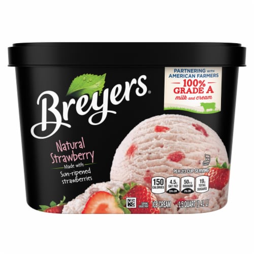Breyers Natural Strawberry Ice Cream Tub Perspective: right