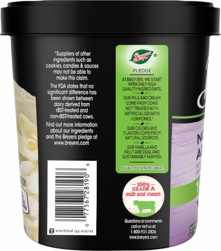 Breyers No Sugar Added Vanilla Frozen Dairy Dessert Tub Perspective: right