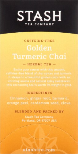 Stash Golden Turmeric Chai Caffeine Free Herbal Tea Bags Perspective: right