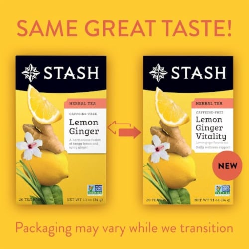 Stash Caffeine Free Lemon Ginger Herbal Tea Perspective: right