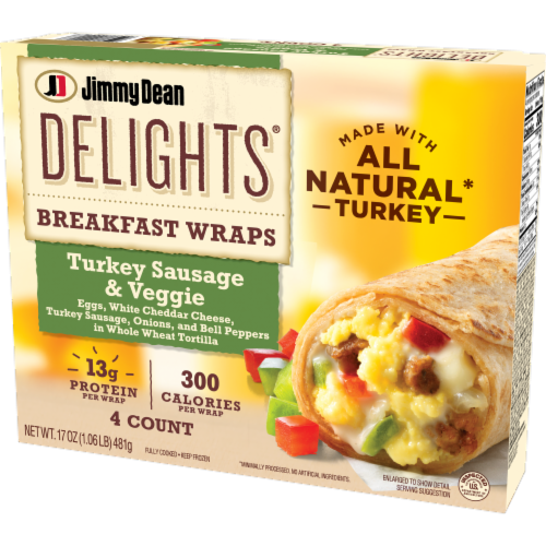 Jimmy Dean Delights® Turkey Sausage & Veggie Frozen Breakfast Wraps Perspective: right