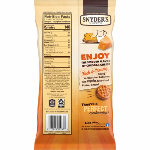 Snyder's of Hanover Cheddar Cheese Filled Pretzel Sandwiches Perspective: right
