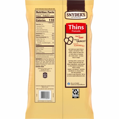 Snyder's of Hanover® Pretzels, Thins Pretzels, Family Size Bag, 16 Oz Perspective: right