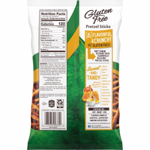 Snyder's of Hanover Gluten Free Pretzel Sticks Honey Mustard And Onion Perspective: right