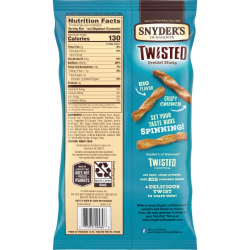 Snyder's of Hanover Jalapeno Ranch Twisted Pretzel Sticks Perspective: right