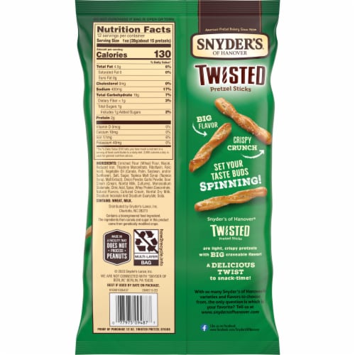 Snyder's® of Hanover Twisted Extreme Sour Cream & Onion Pretzel Sticks Perspective: right