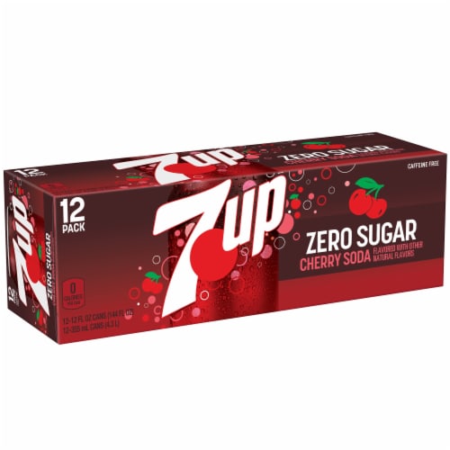 7UP Cherry Flavored Caffeine-Free Soda Cans Perspective: right