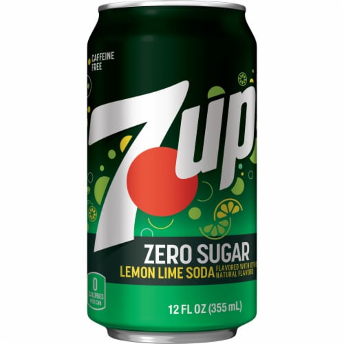 7UP Zero Sugar Lemon Lime Caffeine-Free Soda Cans Perspective: right