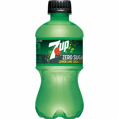 7UP Zero Sugar Lemon Lime Caffeine-Free Soda Bottles Perspective: right