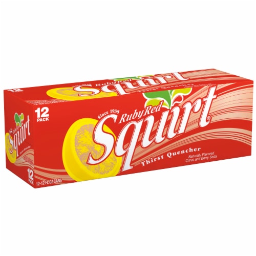 Squirt Ruby Red Naturally Flavored Citrus and Berry Soda Cans Perspective: right
