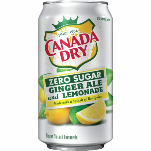 Canada Dry Zero Sugar Ginger Ale and Lemonade Soda Cans Perspective: right
