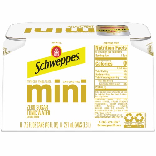 Schweppes Zero Sugar Tonic Water Cans Perspective: right