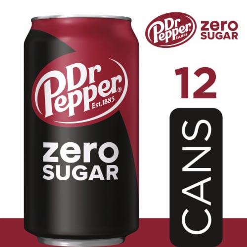 Dr Pepper Zero Sugar Soda Cans Perspective: right